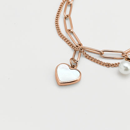 Love Shell Drop Chain Bracelet - Rose Gold