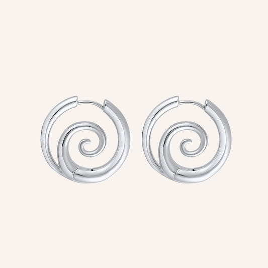 Lucian Spiral Hoop Earring - Silver