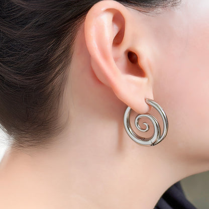 Lucian Spiral Hoop Earring - Silver