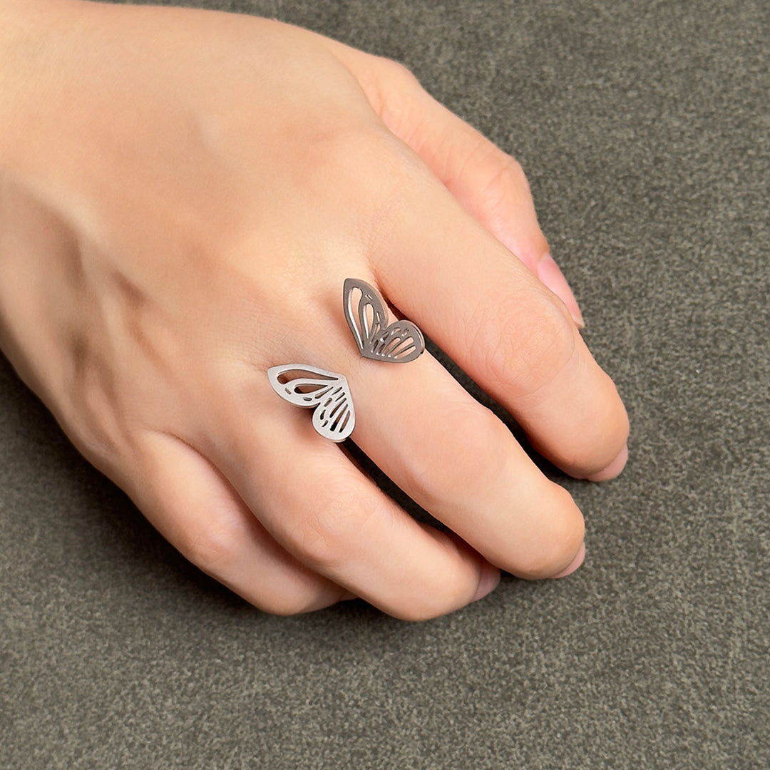Lucinda Butterfly Open Drop Ring - Silver