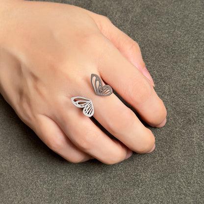 Lucinda Butterfly Open Drop Ring - Silver