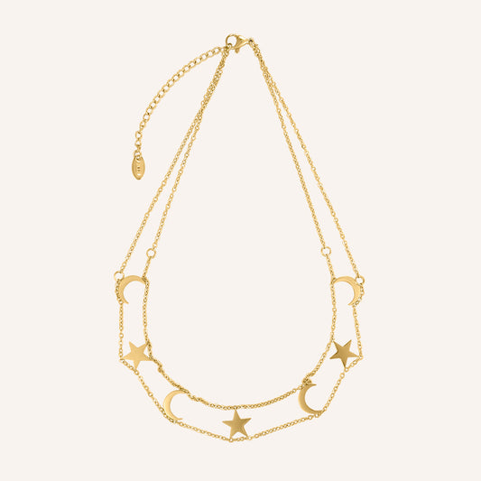Luna Moon and Star Choker Necklace