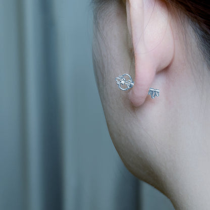Makayla Key Front and Back Earring - Silver - Single