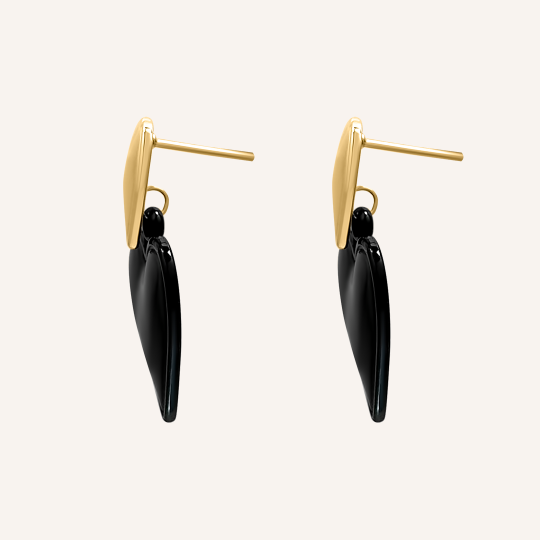 Marlene Double Love Duo Tone Stud Earring - Gold & Black