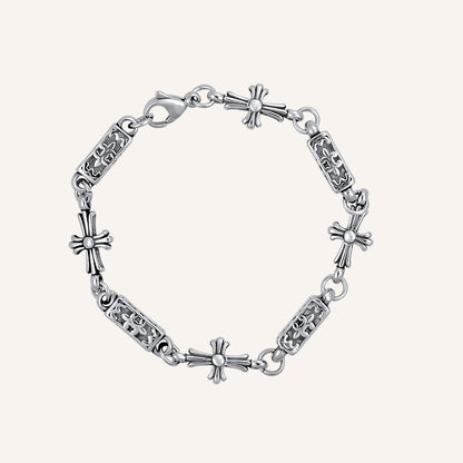 Mihoko Cross and Chrome Cuboid Bead Bracelet