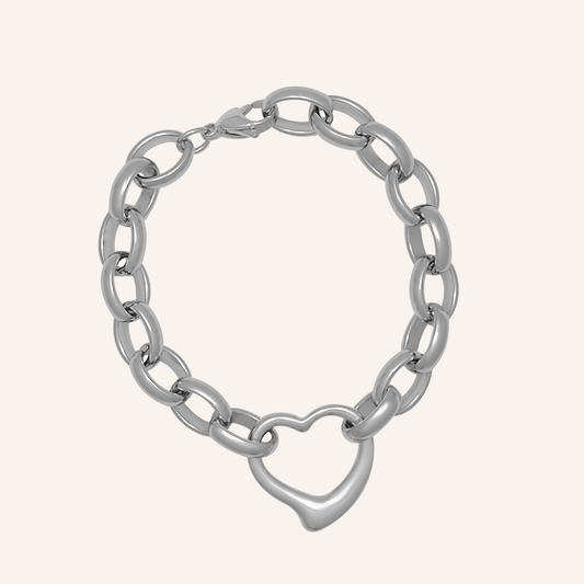 Milan Love Chain Link Bracelet - Silver