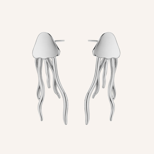 Minako Jelly Fish Stud Earrings - Silver