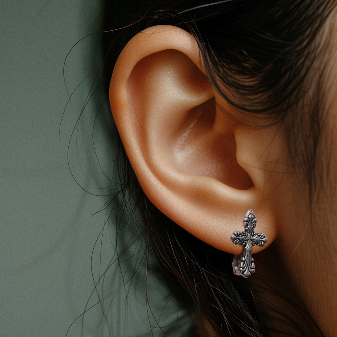 Nakira Cross Hoop Earring - Single
