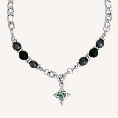 Nemanja Green Star & Bead Hybrid Chain Necklace