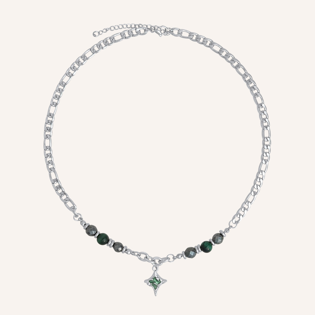 Nemanja Green Star & Bead Hybrid Chain Necklace