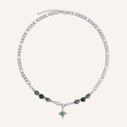 Nemanja Green Star & Bead Hybrid Chain Necklace