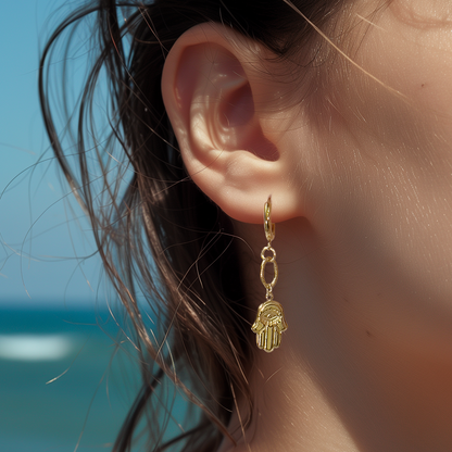 Neomi Mismatch Sun and Hamsa Hoop Earring
