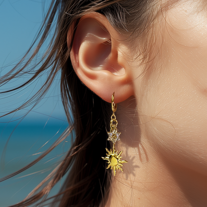 Neomi Mismatch Sun and Hamsa Hoop Earring