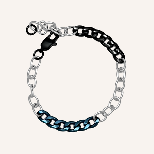 Nevin Trio Hybrid Chain Bracelet - Blue Black Silver