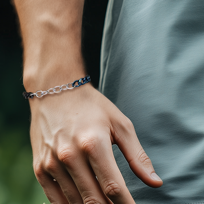 Nevin Trio Hybrid Chain Bracelet - Blue Black Silver