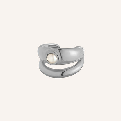 Nola Pearl Layered Ear Cuff - Silver