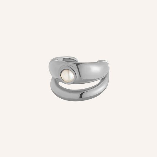 Nola Pearl Layered Ear Cuff - Silver