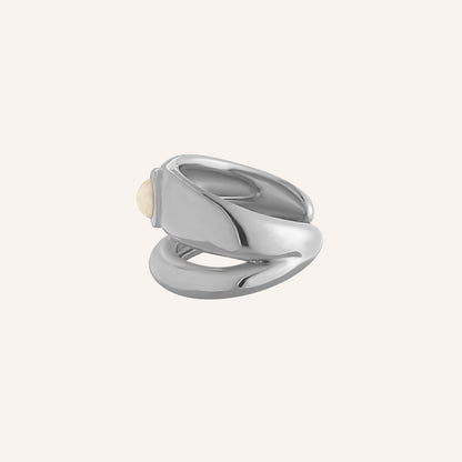 Nola Pearl Layered Ear Cuff - Silver