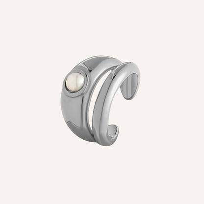 Nola Pearl Layered Ear Cuff - Silver