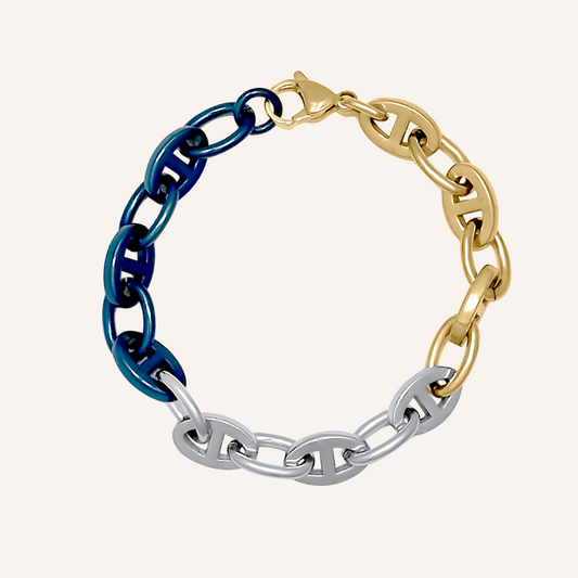 Oakie Her Chain Bracelet - Silver Gold Blue