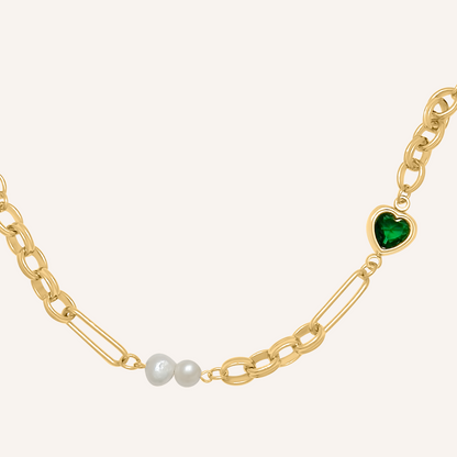 Olivian Green Love Hybrid Chain Bracelet