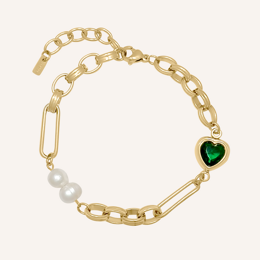 Olivian Green Love Hybrid Chain Bracelet