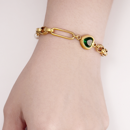 Olivian Green Love Hybrid Chain Bracelet