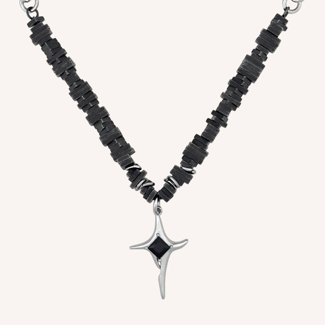 Raksa Black Star Smoke Bead Necklace