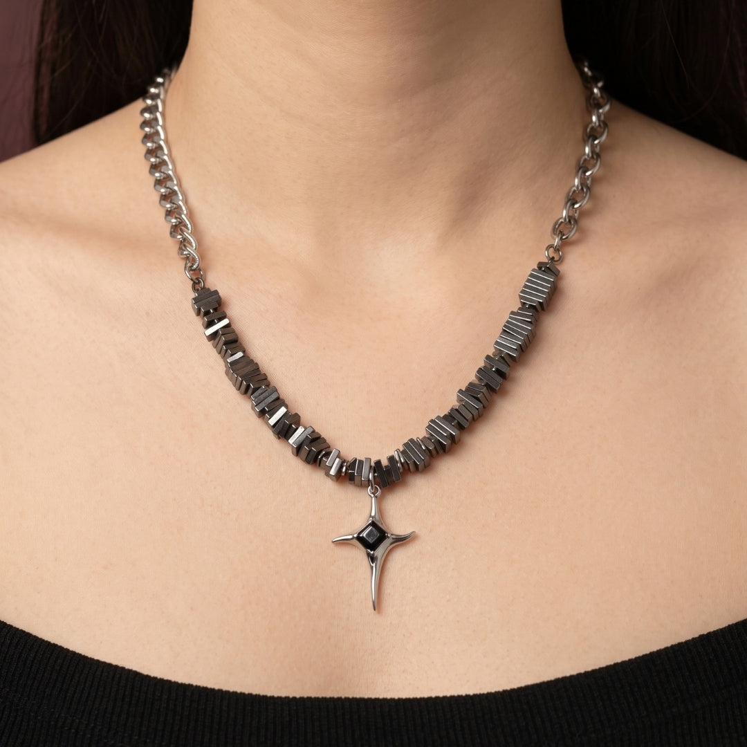 Raksa Black Star Smoke Bead Necklace