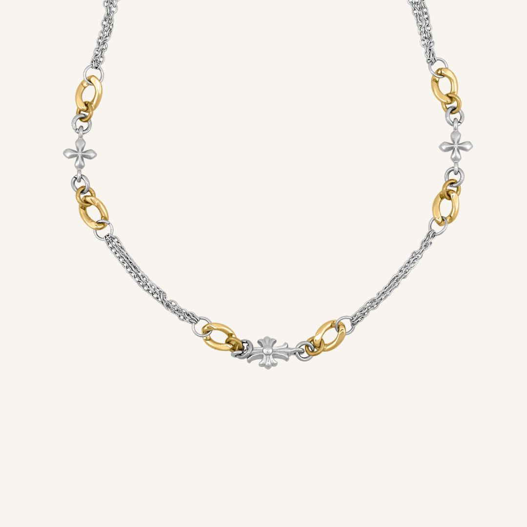 Relic Cross Chain Necklace (Duo Tone)