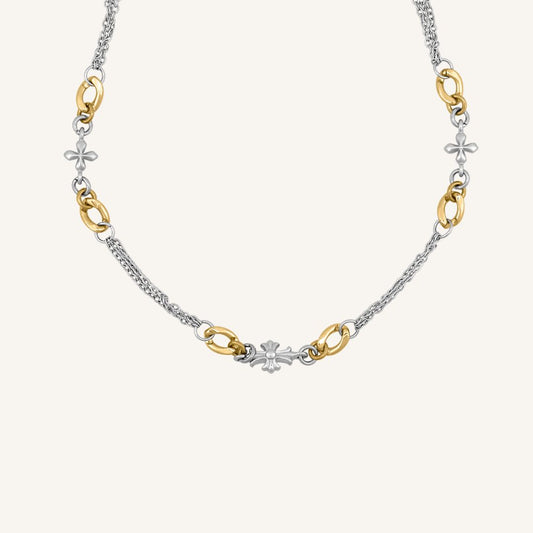 Relic Cross Chain Necklace (Duo Tone)