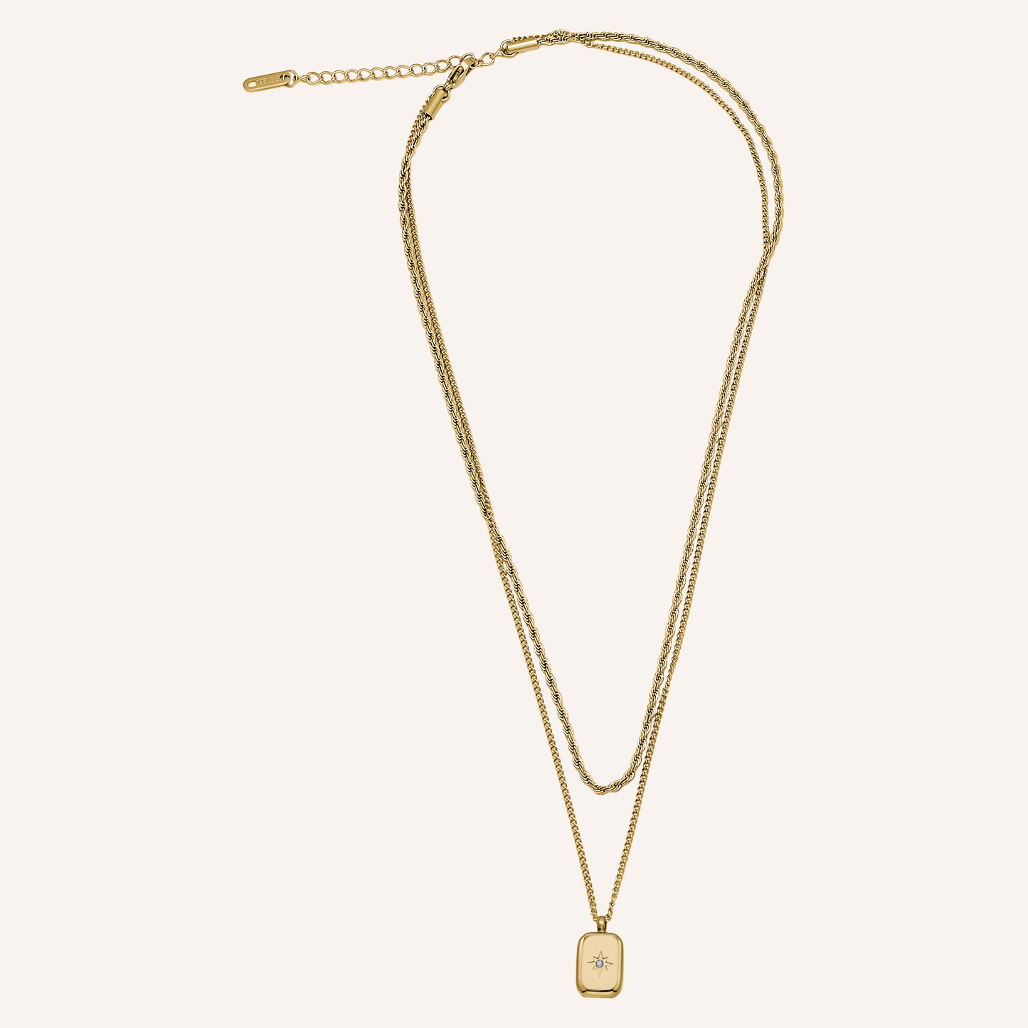 Saint Star Rectangle Layered Necklace - Gold