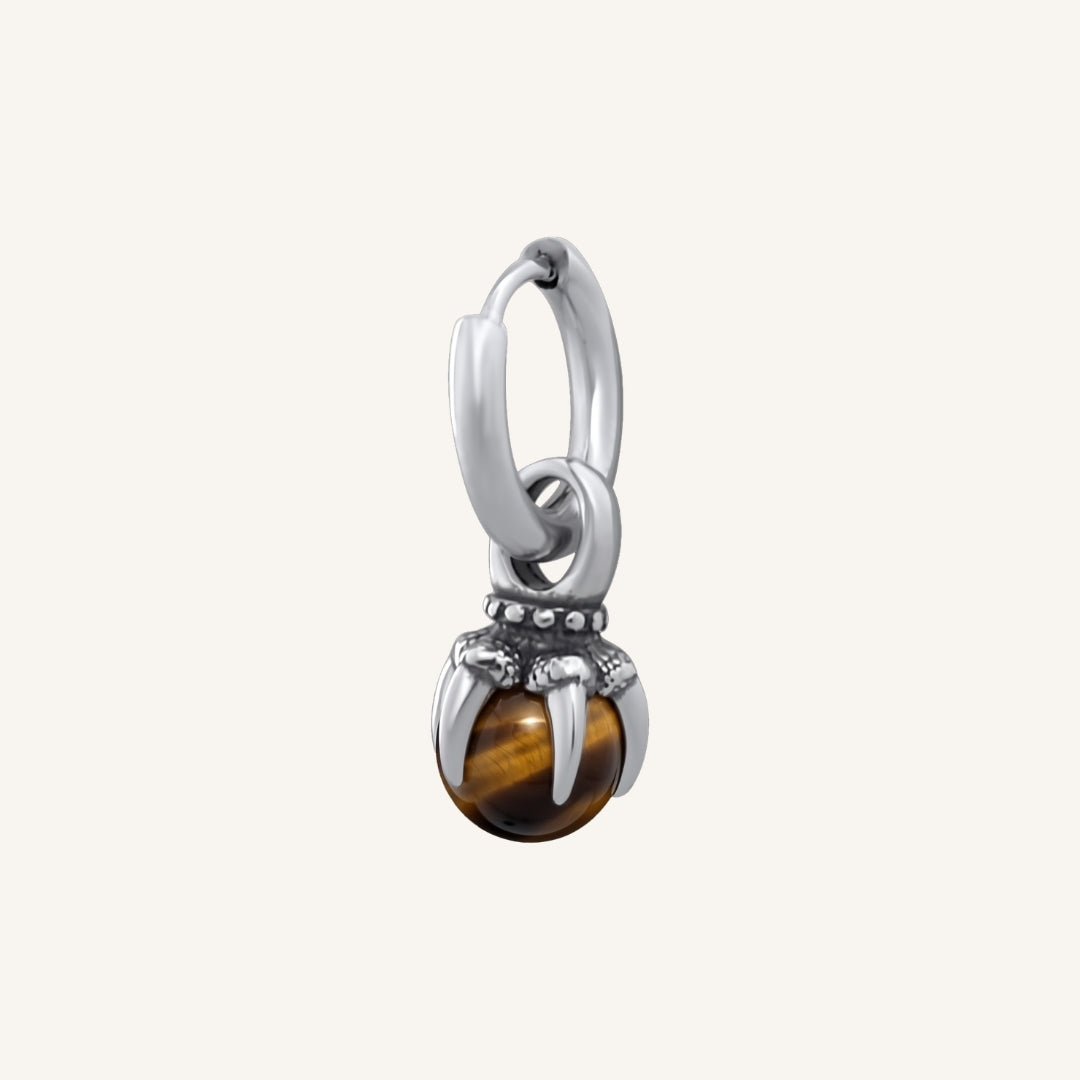 Shepherd Claw Brown Tiger Eye Hoop Earring (Single)