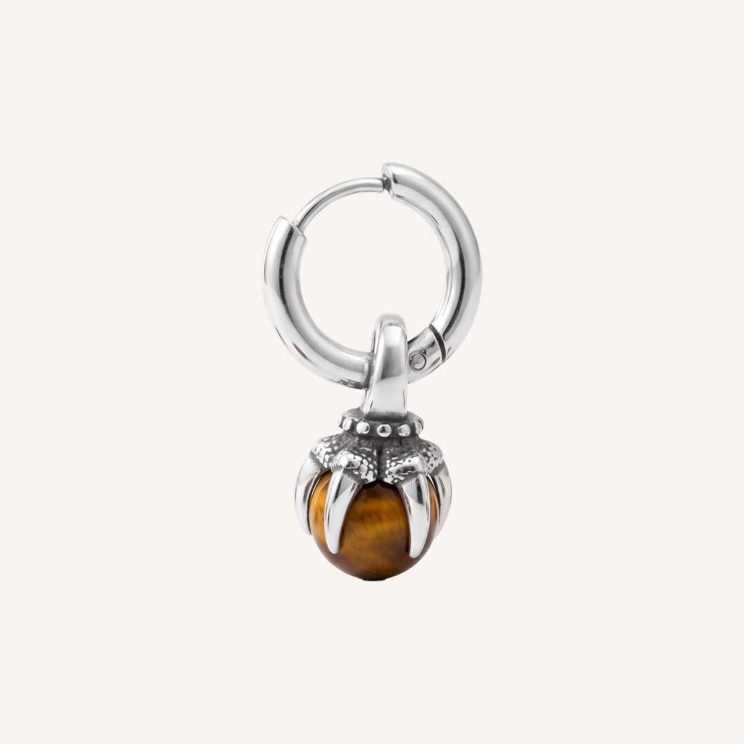 Shepherd Claw Brown Tiger Eye Hoop Earring (Single)