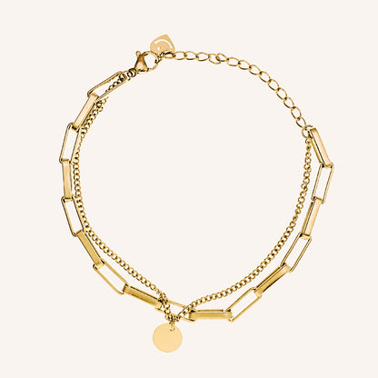 Silas Circle Chain Layered Bracelet - Gold