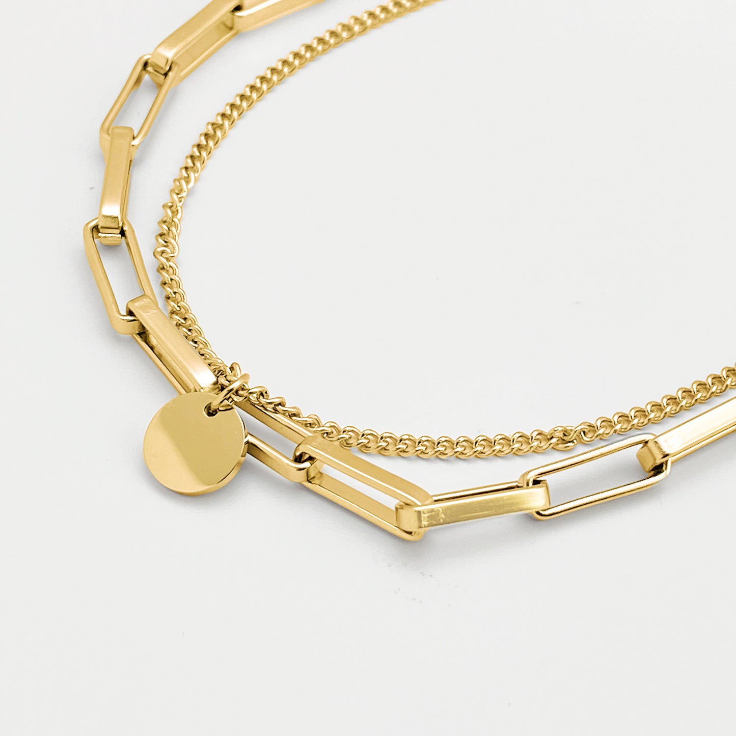 Silas Circle Chain Layered Bracelet - Gold