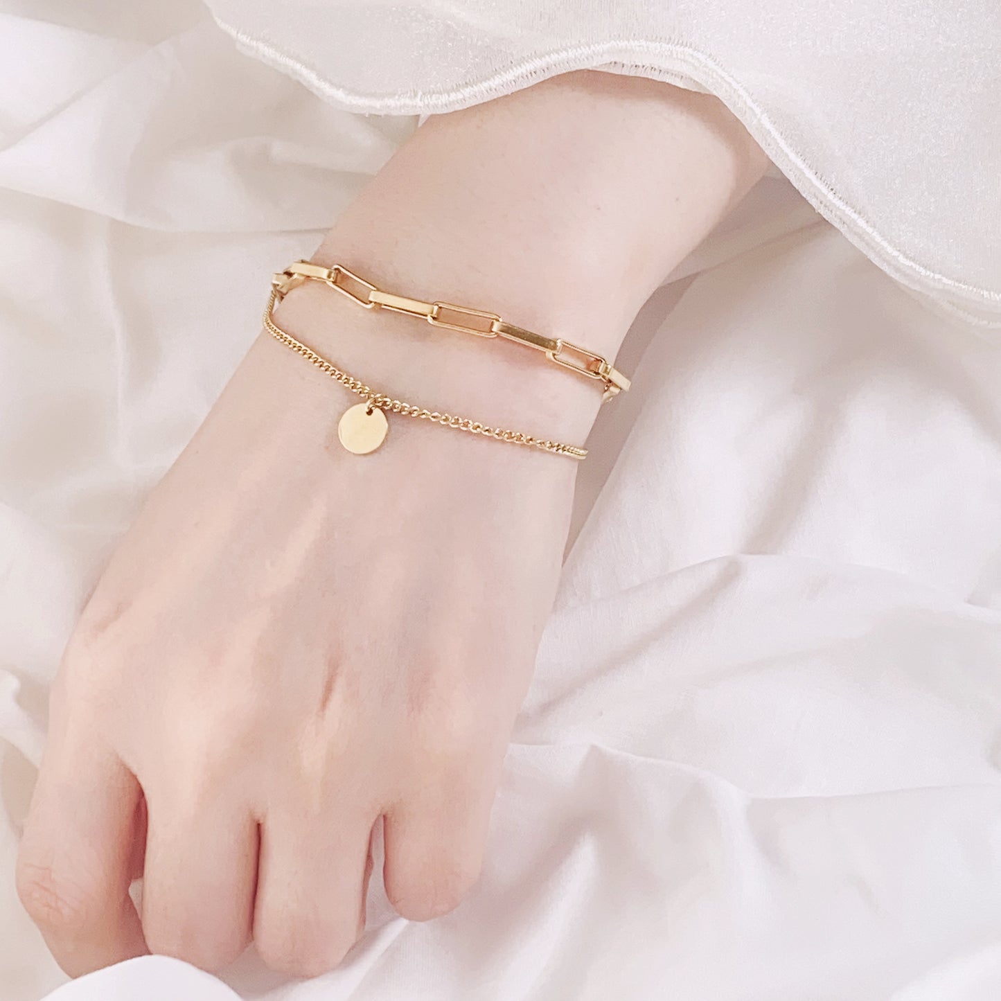 Silas Circle Chain Layered Bracelet - Gold