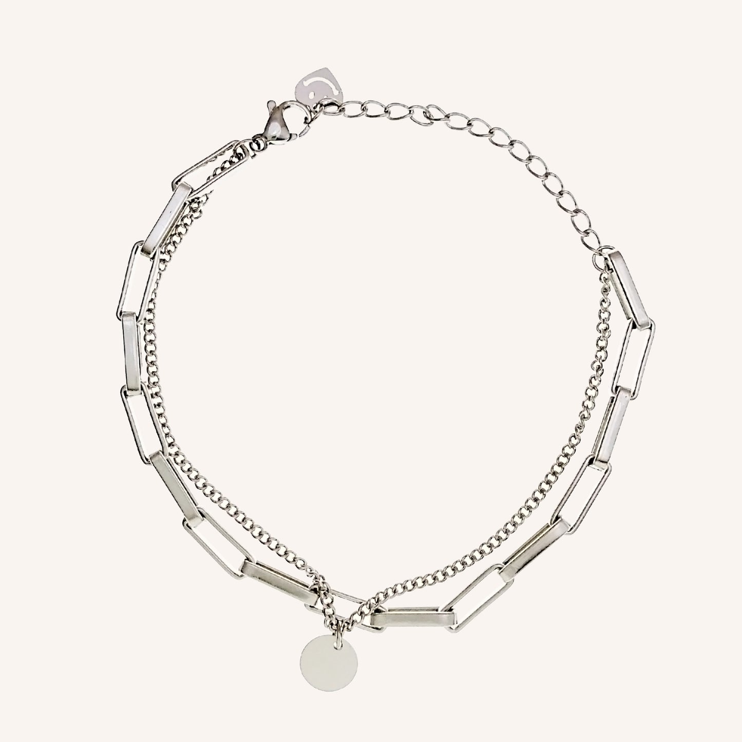 Silas Circle Chain Layered Bracelet - Silver