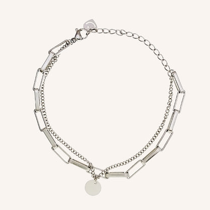 Silas Circle Chain Layered Bracelet - Silver