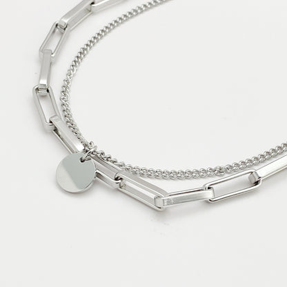 Silas Circle Chain Layered Bracelet - Silver