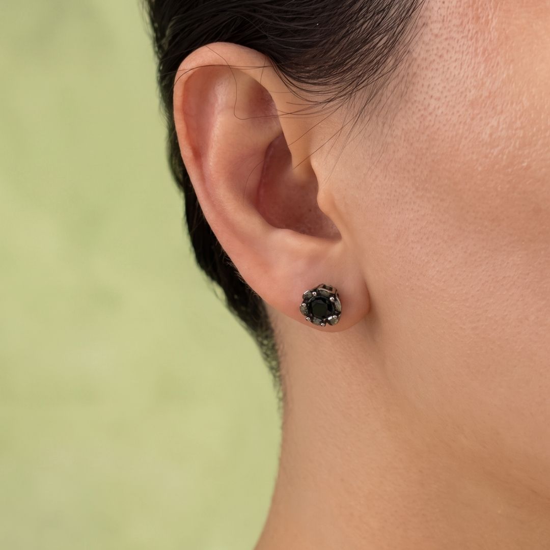 Soot Clover Flower Drop Earring
