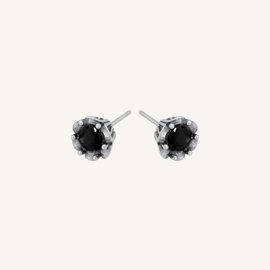 Soot Clover Flower Drop Earring
