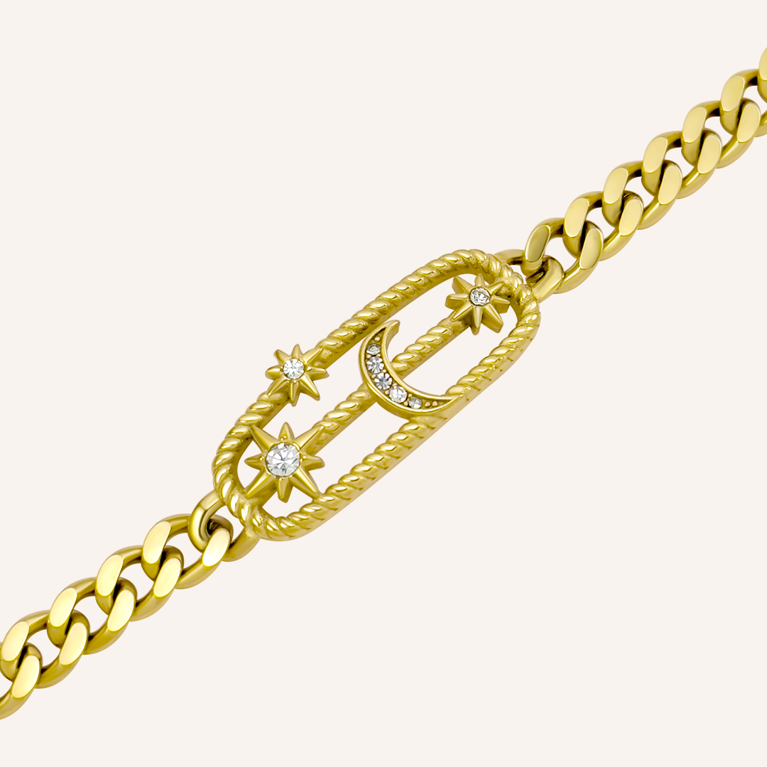 Theta Star and Moon Chain Bracelet