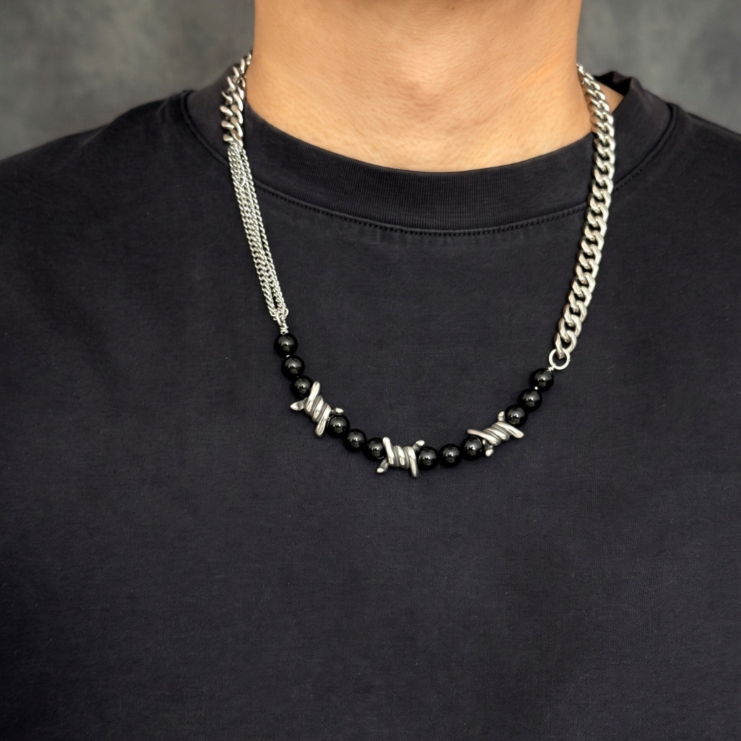 Thorn Bead Hybrid Chain Necklace