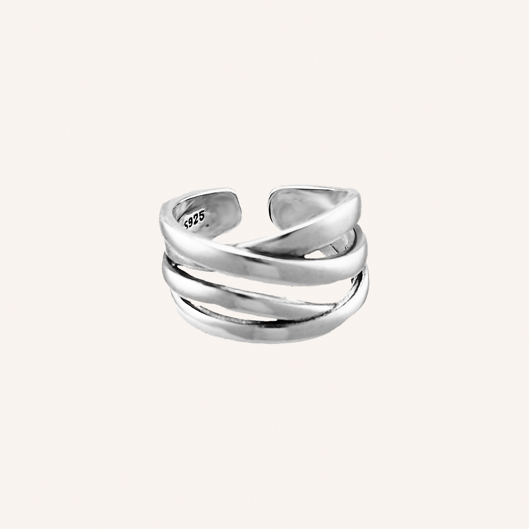 Treasures Wave Adjustable Ring - silver