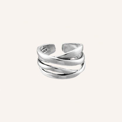 Treasures Wave Adjustable Ring - silver