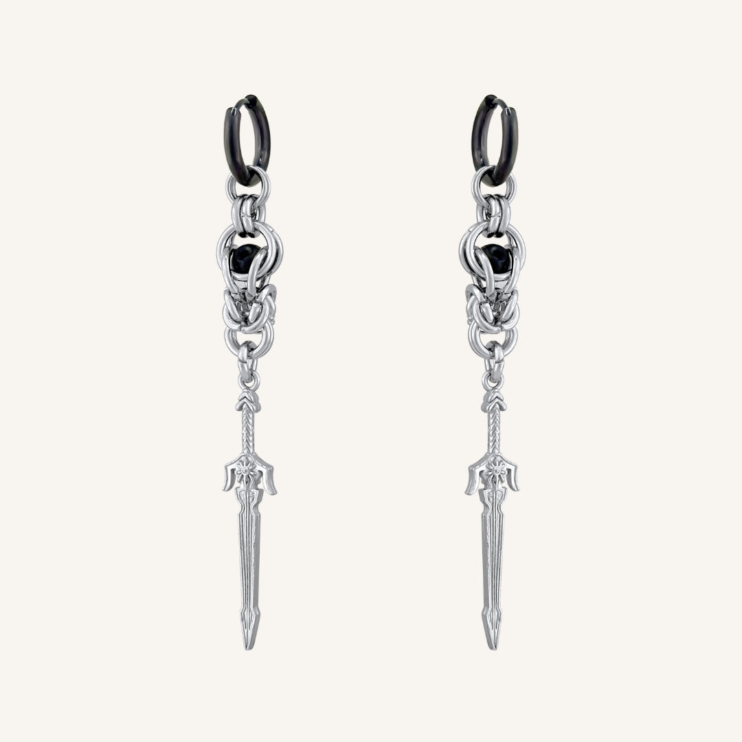 Umbra Sun Sword Chainmail Hoop Earring