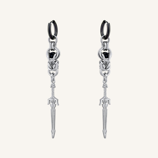 Umbra Sun Sword Chainmail Hoop Earring