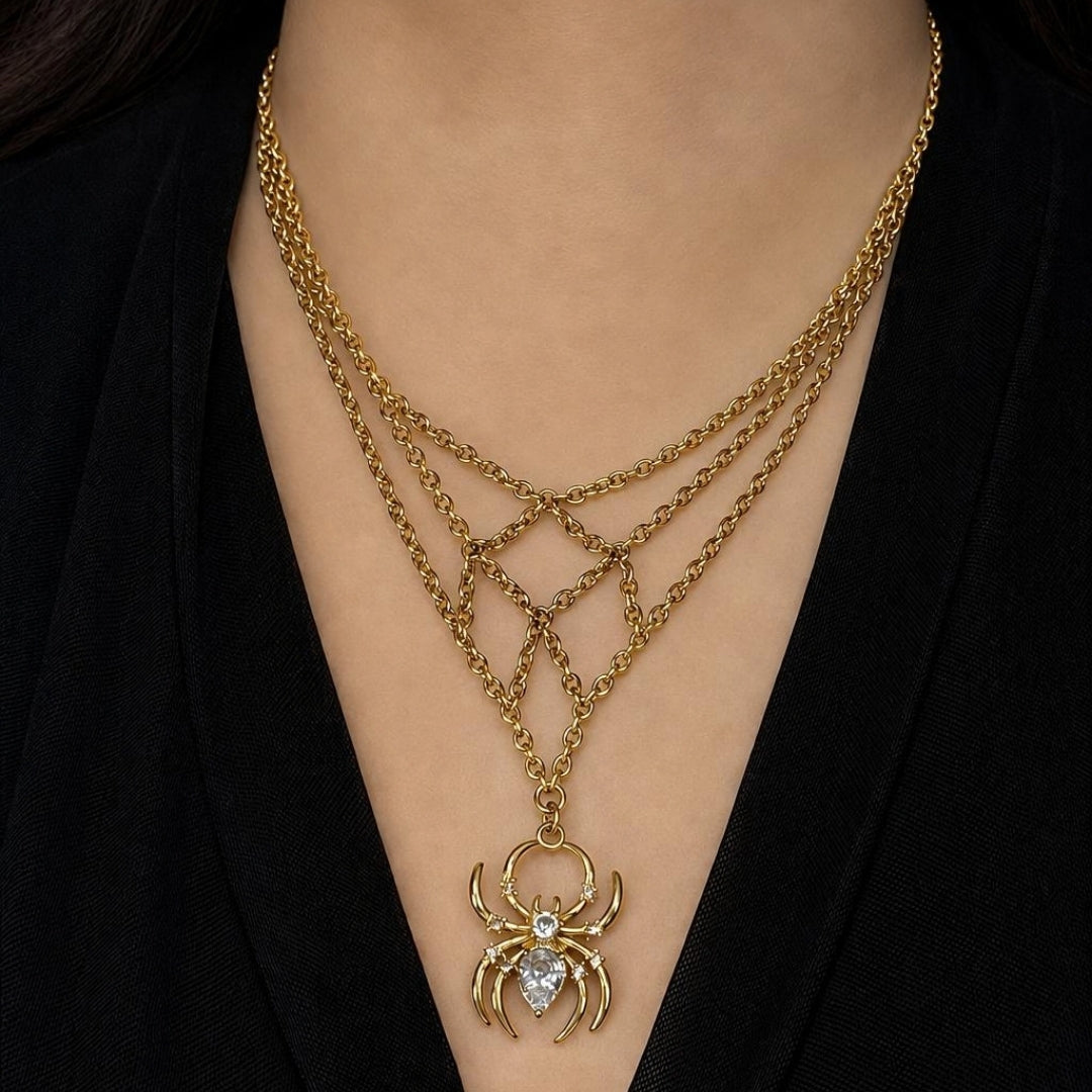 Valefar Spider Web Necklace (Gold)