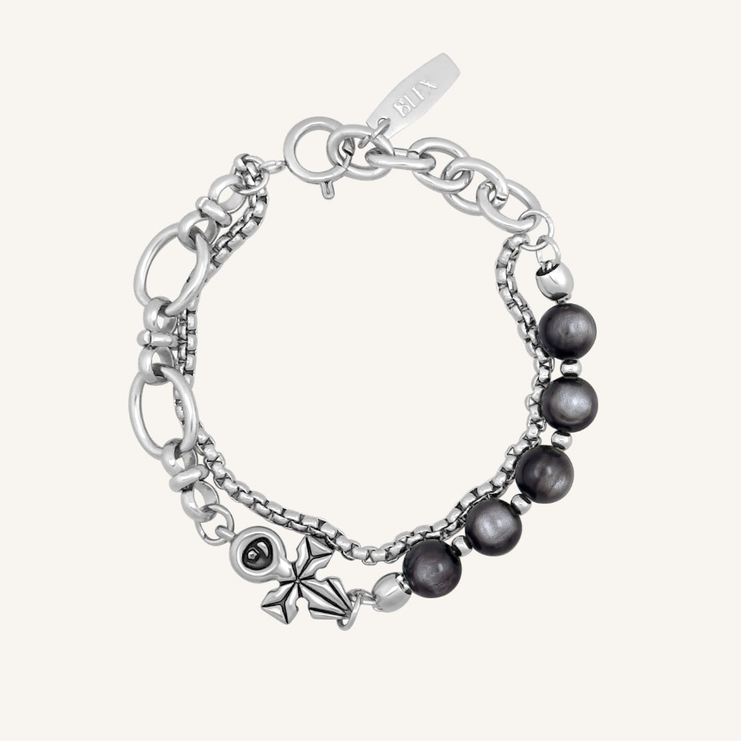 Vyn Hybrid Layered Bracelet (Black Obsidian)